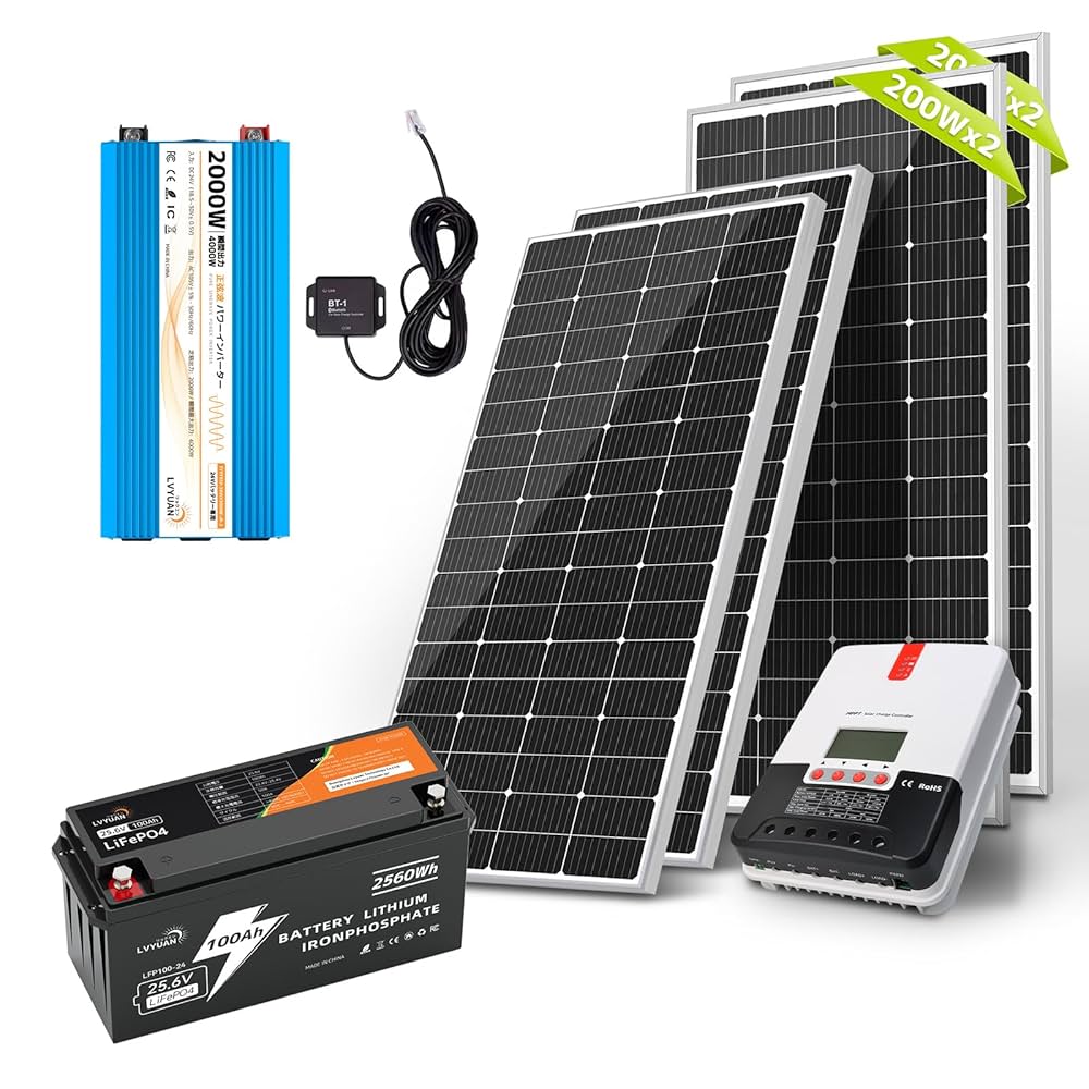 Amazon | LVYUAN(リョクエン) [蓄電容量 2.56kWh 発電量3.2kwh